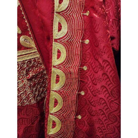 Vtg. Rainbow Dashiki Coat Jacket Red Gold Embroidery Long Sleeve One Size Unisex - Picture 5 of 11